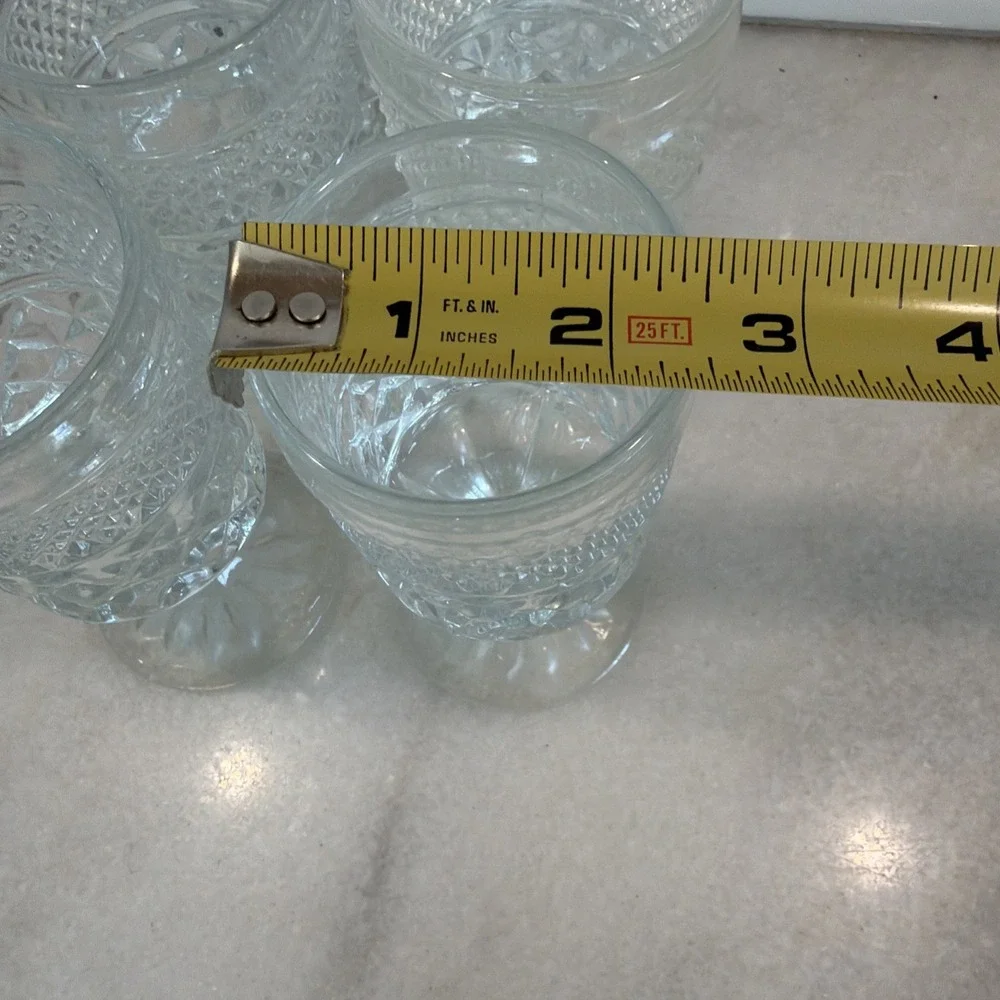 Set of 6 Vtg Wexford Anchor Hocking Glass Water Wine Goblets Diamond Cut Stemmed